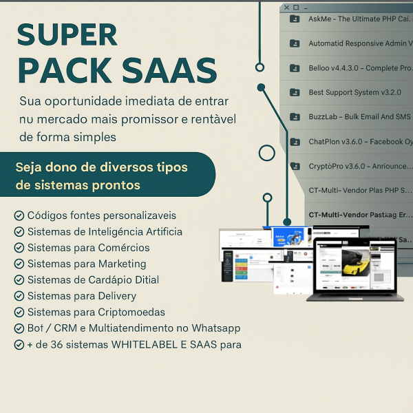 Super Pack SaaS | Seja Dono de Diversos Tipos de Sistemas